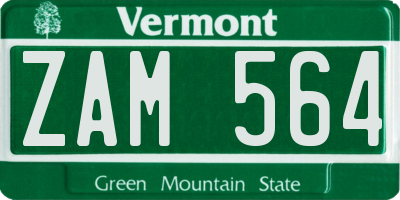 VT license plate ZAM564