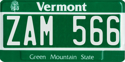 VT license plate ZAM566