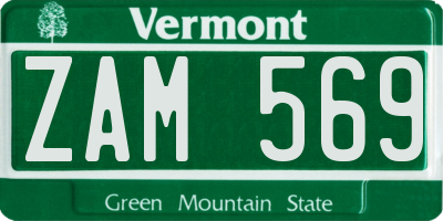 VT license plate ZAM569