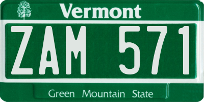 VT license plate ZAM571