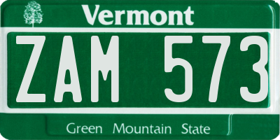VT license plate ZAM573