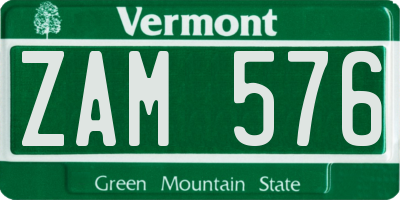 VT license plate ZAM576