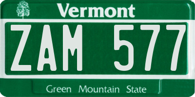 VT license plate ZAM577