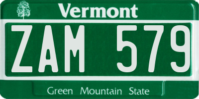 VT license plate ZAM579
