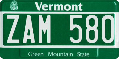 VT license plate ZAM580