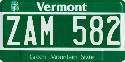 VT license plate ZAM582