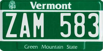 VT license plate ZAM583