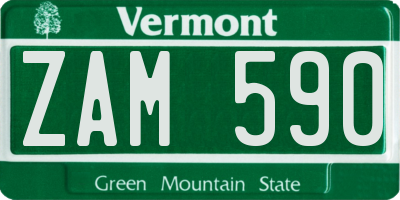 VT license plate ZAM590