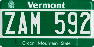VT license plate ZAM592