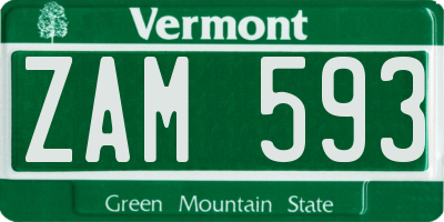 VT license plate ZAM593
