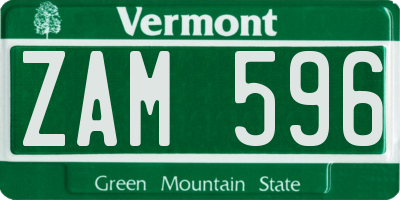 VT license plate ZAM596