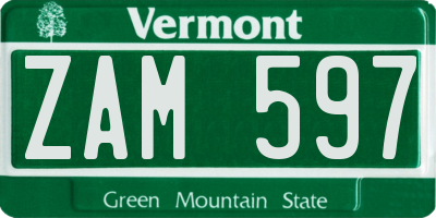 VT license plate ZAM597