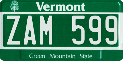 VT license plate ZAM599