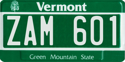 VT license plate ZAM601