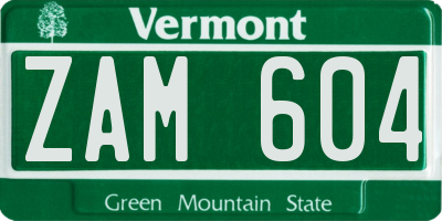 VT license plate ZAM604