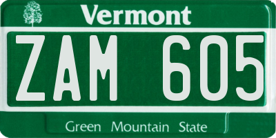 VT license plate ZAM605