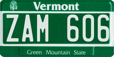 VT license plate ZAM606