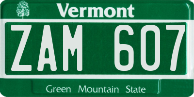 VT license plate ZAM607