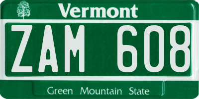 VT license plate ZAM608