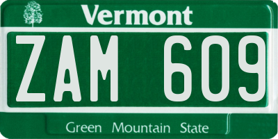 VT license plate ZAM609