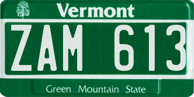 VT license plate ZAM613
