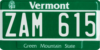 VT license plate ZAM615