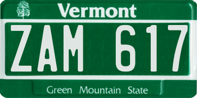 VT license plate ZAM617