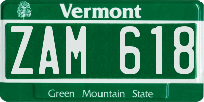 VT license plate ZAM618