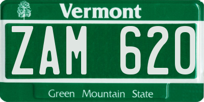 VT license plate ZAM620