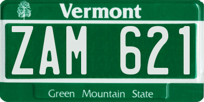 VT license plate ZAM621