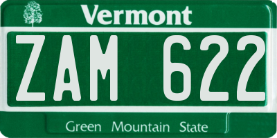 VT license plate ZAM622