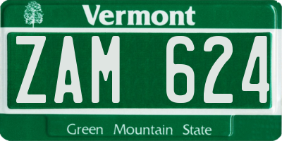 VT license plate ZAM624