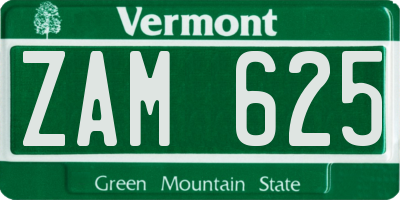 VT license plate ZAM625