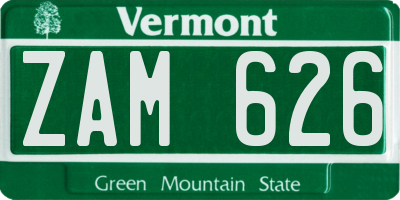 VT license plate ZAM626