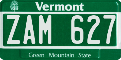 VT license plate ZAM627