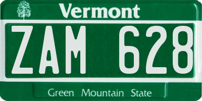 VT license plate ZAM628