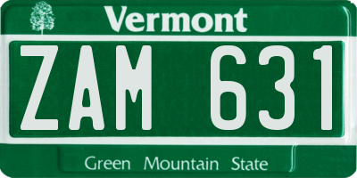 VT license plate ZAM631