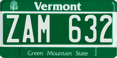 VT license plate ZAM632