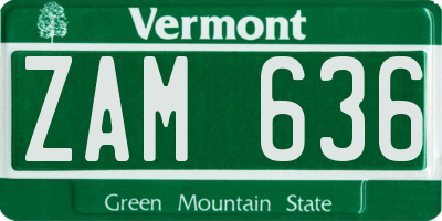 VT license plate ZAM636