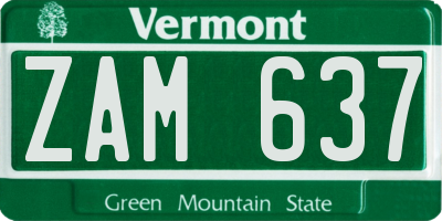 VT license plate ZAM637