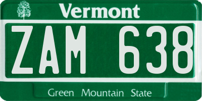 VT license plate ZAM638