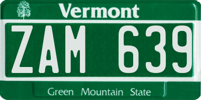 VT license plate ZAM639