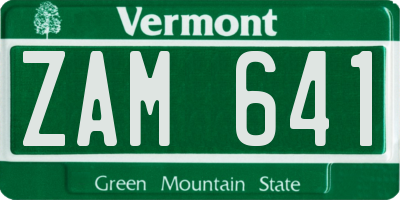 VT license plate ZAM641