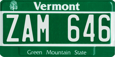 VT license plate ZAM646
