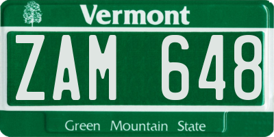 VT license plate ZAM648