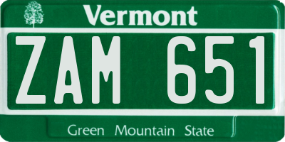 VT license plate ZAM651