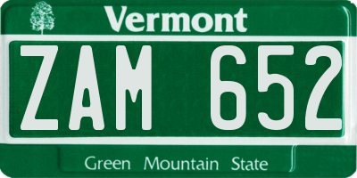 VT license plate ZAM652