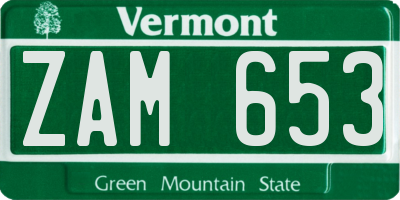 VT license plate ZAM653