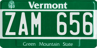 VT license plate ZAM656