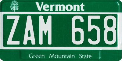 VT license plate ZAM658
